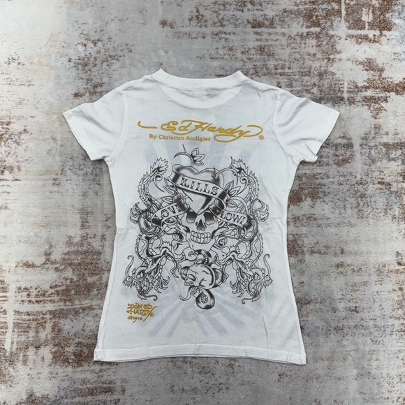 2000s Ed Hardy Christian Audigier Vintage Graphic Tees size S/M/L - Picture 3 of 12